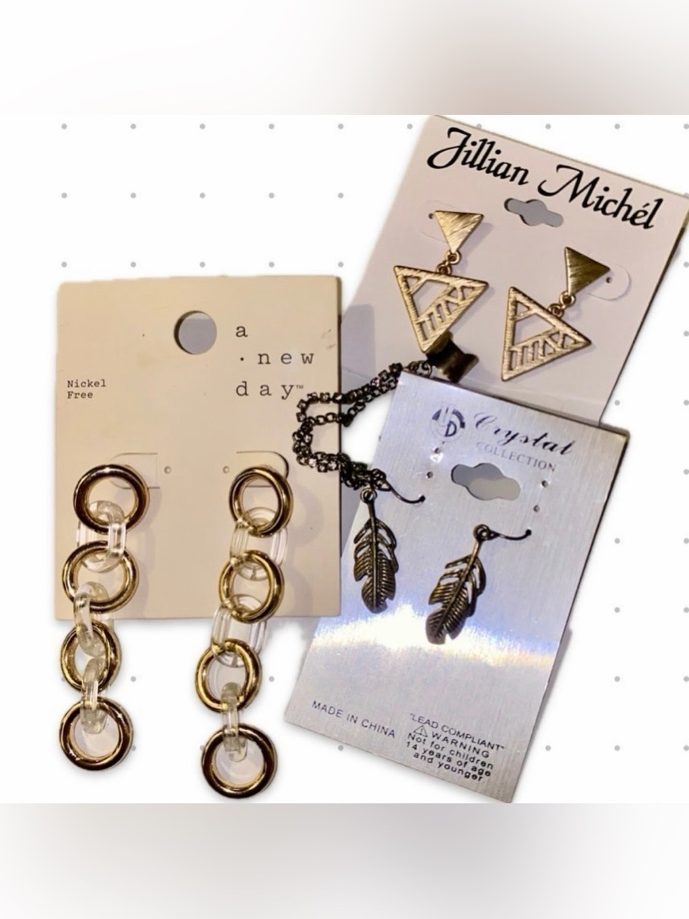 Unique gold/bronze tone statement earrings lot